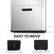 56L Stainless Steel Triple Kitchen Recycling Bin With Deodoriser Holders and Wheels by HOMCOM