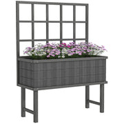 Grey Wooden Garden Planter With Trellis For Climbing Plants 45 x 105cm Outdoor Use