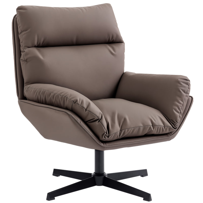 Cat Scratch Resistant Swivel Armchair with Thick Cushion for Relaxing at Home Dark Brown AOSOM
