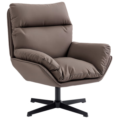 Cat Scratch Resistant Swivel Armchair with Thick Cushion for Relaxing at Home Dark Brown AOSOM