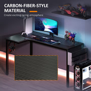 Black L Shaped Gaming Desk with Hooks Storage Bag and Cable Management
