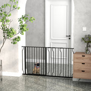 Extra Wide Dog Safety Gate with Walk Through Door for Stairs and Hallways Black