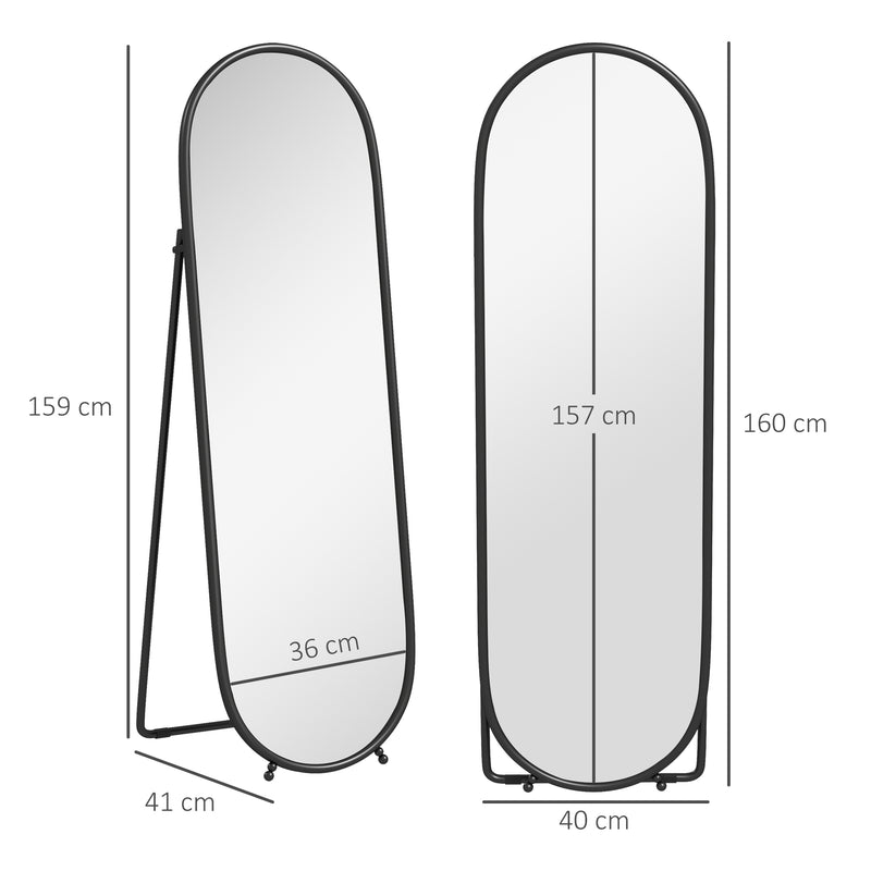 Black Two-Way Curved Full Length Mirror for Home or Dressing Room by HOMCOM