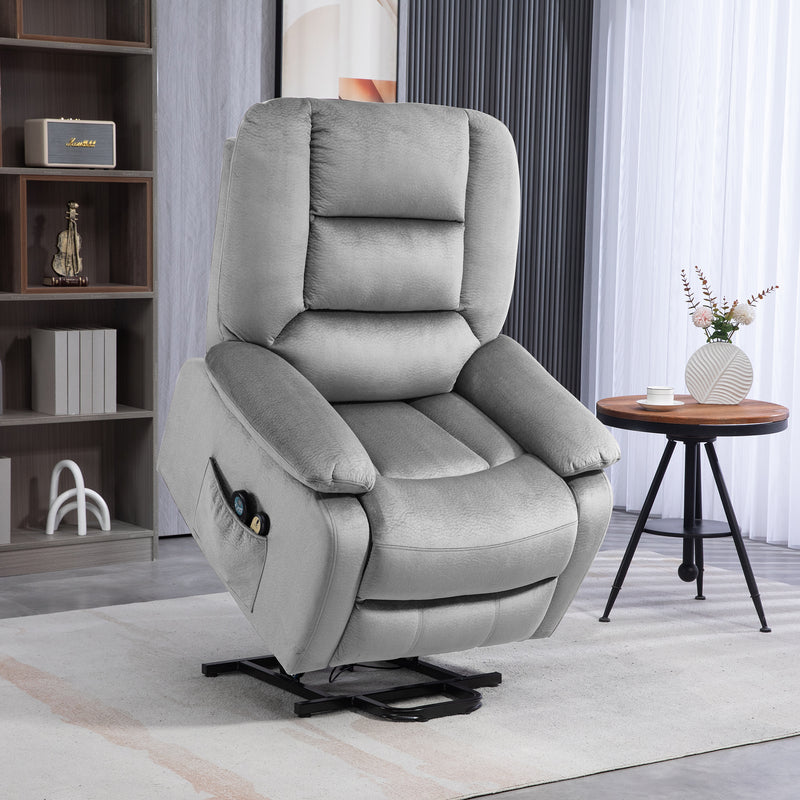 Electric Reclining Massage Armchair with Remote and Lift Assist for Home Comfort Grey