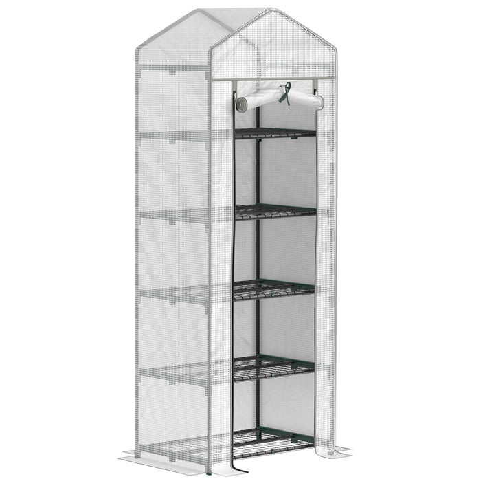 193cm Five Shelf Mini Greenhouse White Portable Grow House by Outsunny