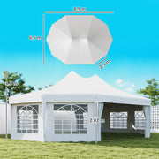 White 10 Sided Decagonal Garden Gazebo Marquee Party Tent with Heavy Duty Frame by Outsunny