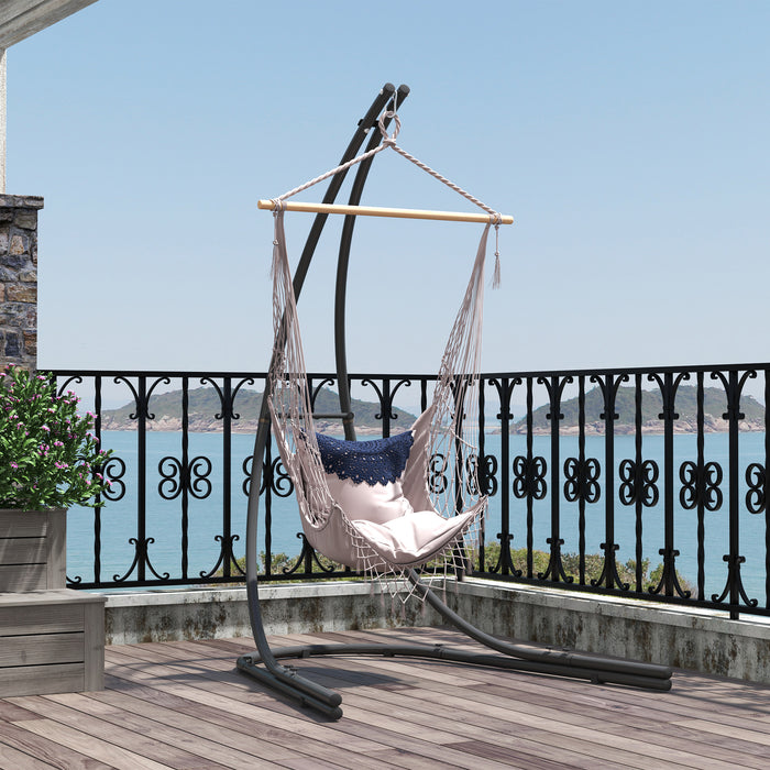 Black Heavy Duty Hanging Egg Chair Stand with Extra Large Base 150kg Capacity by Outsunny