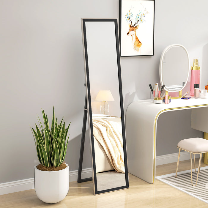 Black Full Length Mirror with Glitter Frame by HOMCOM