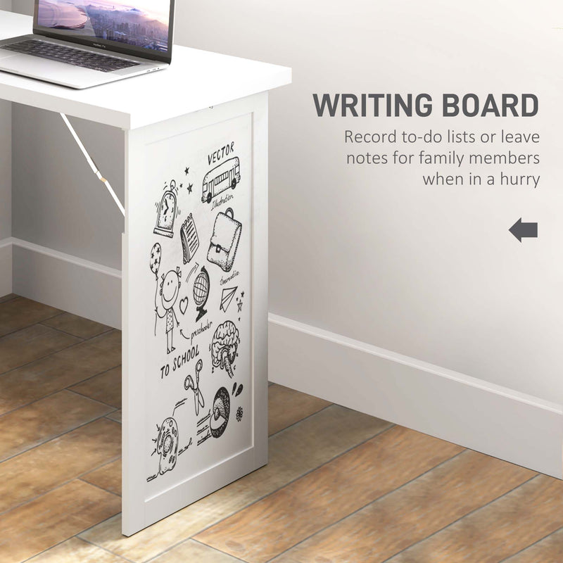 White Three Part Work Desk with Storage and Writing Board by HOMCOM