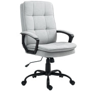 Ergonomic Double Padded Office Chair With Linen Look Fabric For Home Or Work Grey AOSOM