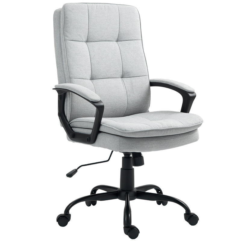 Ergonomic Double Padded Office Chair With Linen Look Fabric For Home Or Work Grey AOSOM