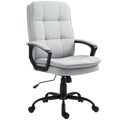 Ergonomic Double Padded Office Chair With Linen Look Fabric For Home Or Work Grey AOSOM