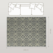 Large UV Resistant Indoor Outdoor Rug Easy to Clean with Geometric Design 230x160cm, Grey