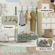 Kids Clothes Rail with Shelf and Hangers for Bedroom Storage Ages 3 to 6 Green AOSOM