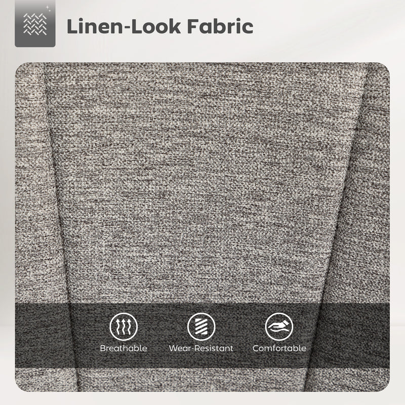 Set of Two Grey Upholstered Tub Bar Stools with High Back for Kitchen Island