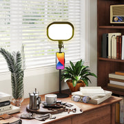 Black Dimmable Selfie Desk Lamp With Phone Holder For Video Calls And Home Office AOSOM