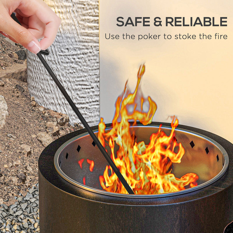 Black Metal Smokeless Wood Fire Pit for Garden Heating and Outdoor Evenings AOSOM