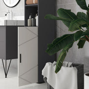 5 Piece Bathroom Furniture Set With Mirror and Storage Cabinets For Home, Grey AOSOM