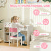 White Rabbit Themed Kids Desk and Chair Set with Storage for Ages 3-6 by AIYAPLAY