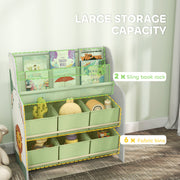 Jungle Themed Kids Storage Shelf With Removable Drawers and Book Racks for Easy Organisation Green Zonekiz