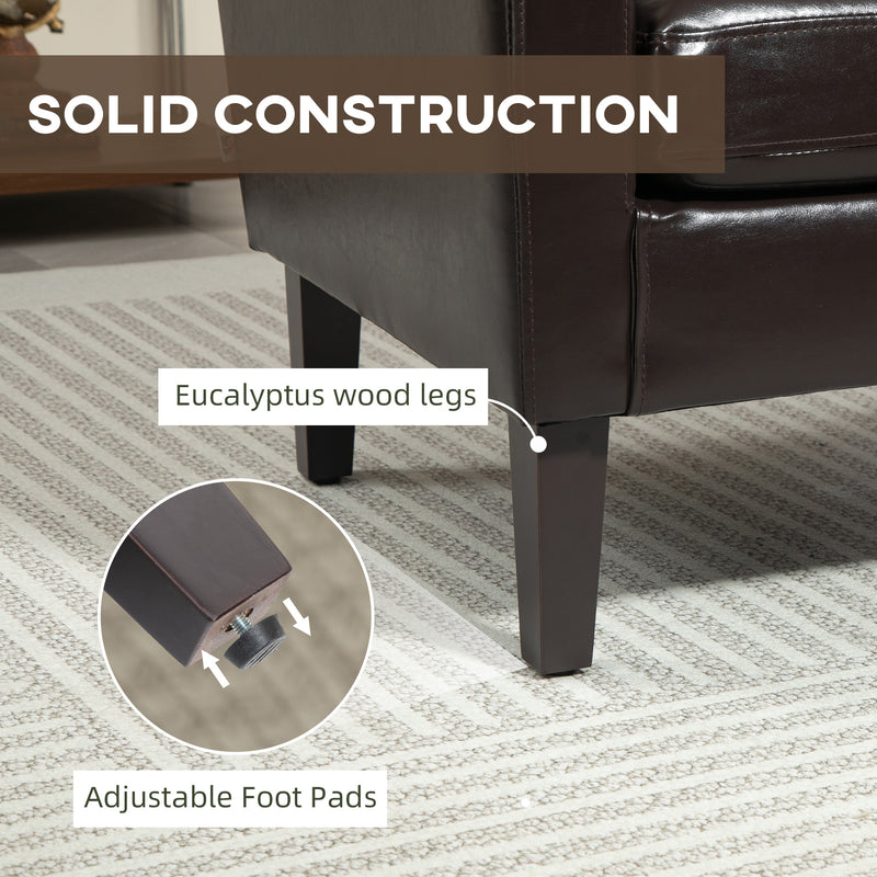 Brown Faux Leather Armchair with Simple Modern Design by HOMCOM