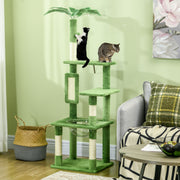 Tall Cat Tree Tower With Hammock Scratching Posts And Toys For Indoor Cats Green