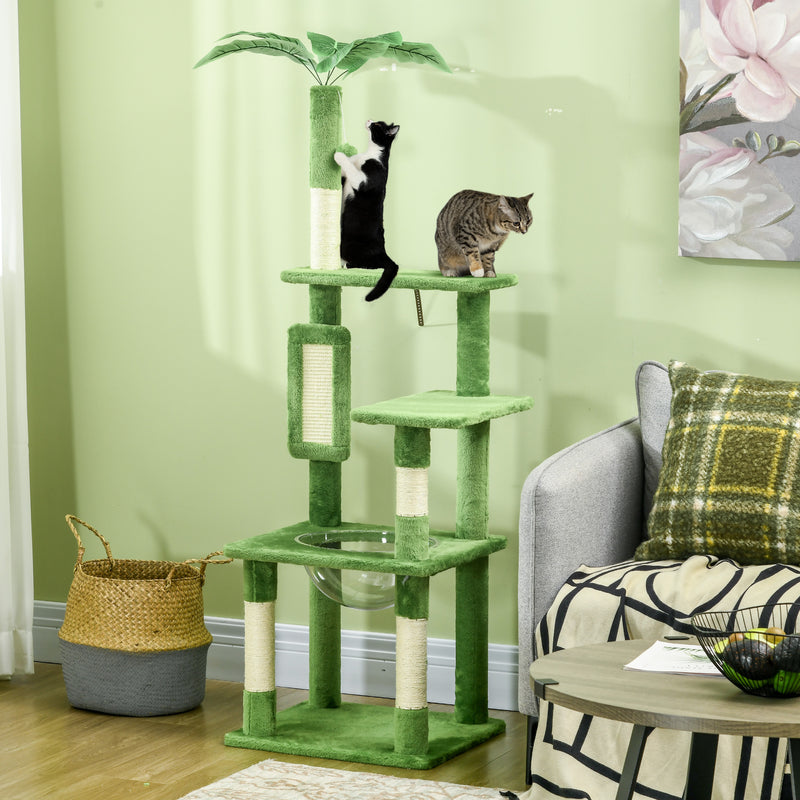 Tall Cat Tree Tower With Hammock Scratching Posts And Toys For Indoor Cats Green