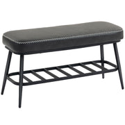 PU Leather Shoe Storage Bench with Padded Seat for Hallway or Bedroom, Charcoal Grey