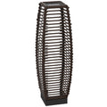 Brown Rattan Solar Floor Lamp 68cm Tall Auto LED Garden Light For Patio Or Pathway