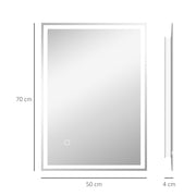 LED Bathroom Mirror with Dimmable Lights and Anti Fog Touch Control for Makeup, Silver
