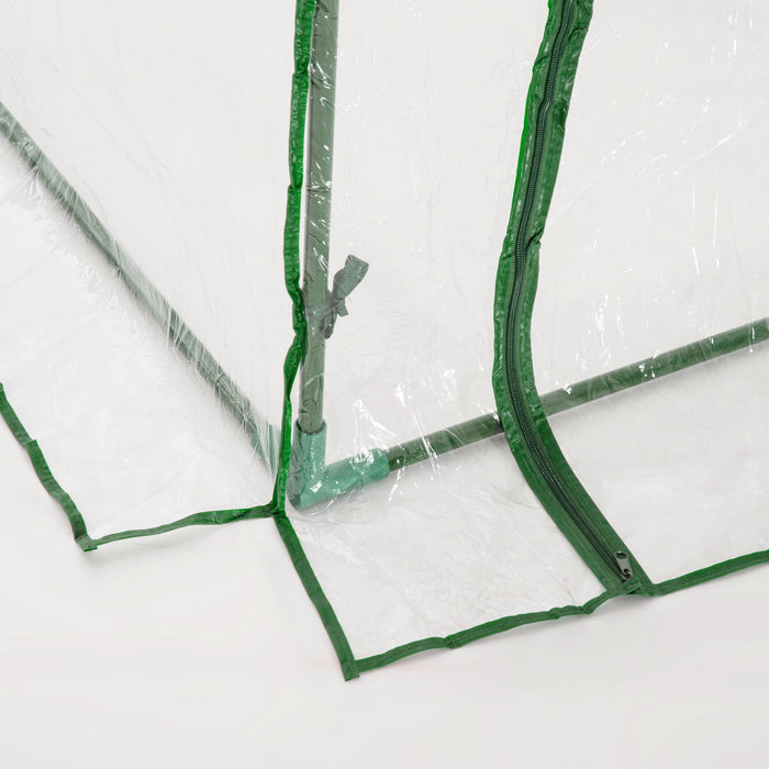 Set of 2 Clear Tunnel Greenhouses with Roll-up Door Steel Frame and Plastic Cover by Outsunny