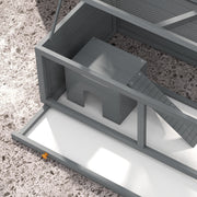 Grey Wooden Hamster Cage with Sliding Tray and Openable Top for Syrian Hamsters by PawHut