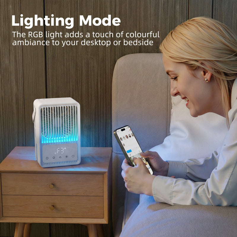 Desk Fan and Humidifier for Cool and Comfortable Home Office or Bedroom White AOSOM