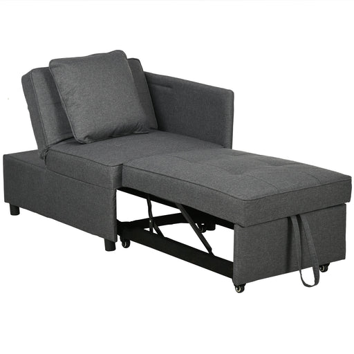 Convertible 3 in 1 Sofa Bed with Thick Padded Seat and Side Pocket for Living Room Grey