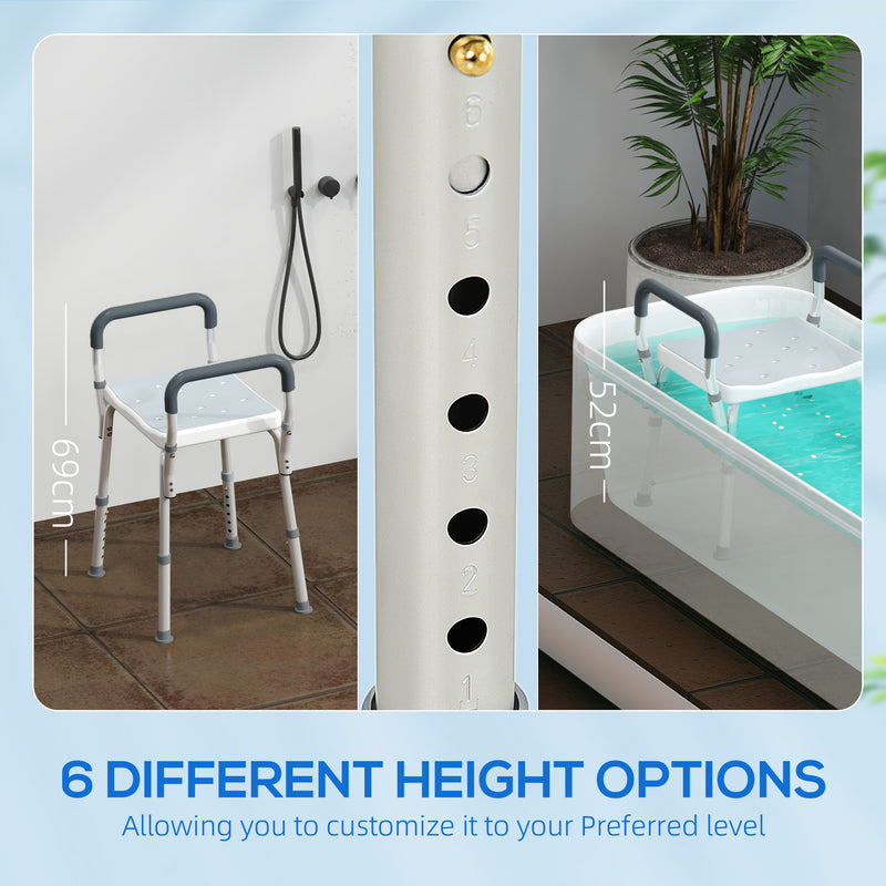 Adjustable Aluminium Bath Seat With Non Slip Legs For Elderly Or Disabled Users, Light Blue