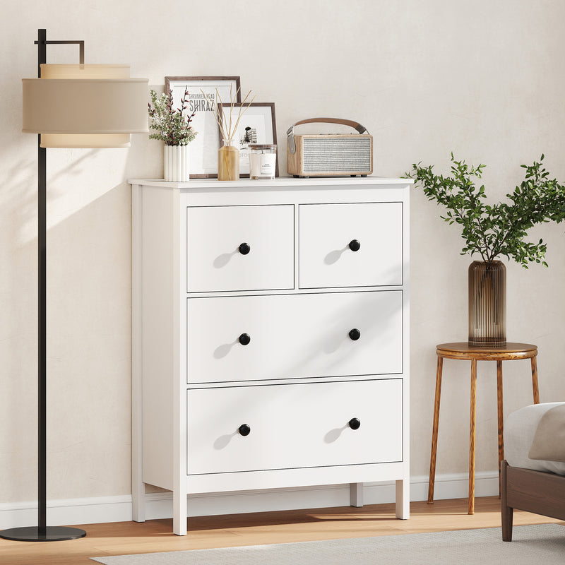 Chest of Drawers for Clothes and Bedding Storage with Smooth Quiet Drawers White AOSOM