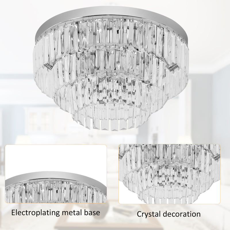 Crystal Ceiling Light Set for Brightening Hallways or Dining Rooms Silver
