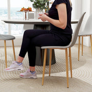 Set of 4 Grey Modern Dining Chairs with Backrest and Steel Legs for Kitchen or Dining Room by HOMCOM