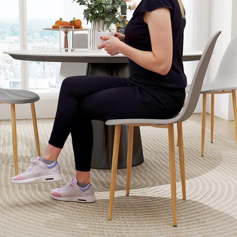 Set of 4 Grey Modern Dining Chairs with Backrest and Steel Legs for Kitchen or Dining Room by HOMCOM