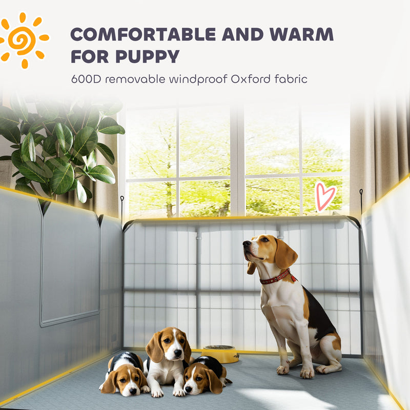 Steel Dog Whelping Box with Washable Pad and Windproof Cloth for Small Medium Dogs by PawHut