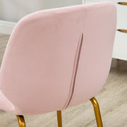 Set of 2 Velvet Dining Chairs with Padded Seat and Steel Legs for Comfort Pink