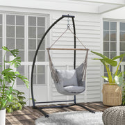 Black C Shape Metal Hammock Chair Stand for Indoor and Outdoor Hanging Swing Use