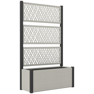 Grey Wooden Garden Planter Box with Trellis for Climbing Plants and Flowers by Outsunny