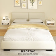 Floating Bedside Tables Set of 2 with Drawer and Shelf for Space Saving Storage High Gloss White AOSOM