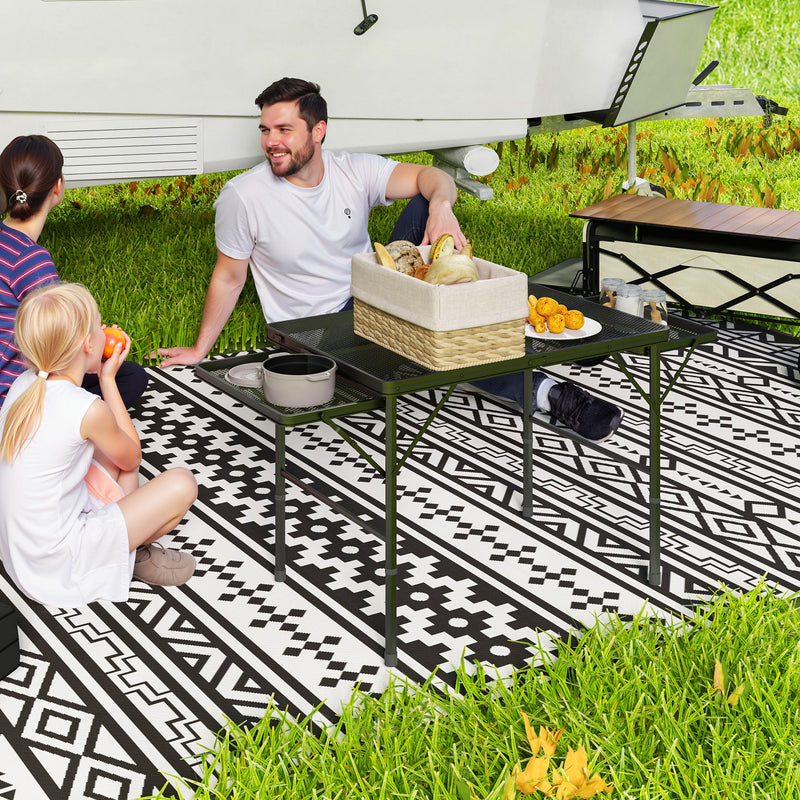 Foldable Outdoor Table with Adjustable Height and Side Wings for Extra Space Black