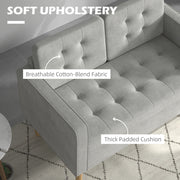 2 Seater Sofa with Hidden Storage and Wooden Legs for Small Spaces Light Grey