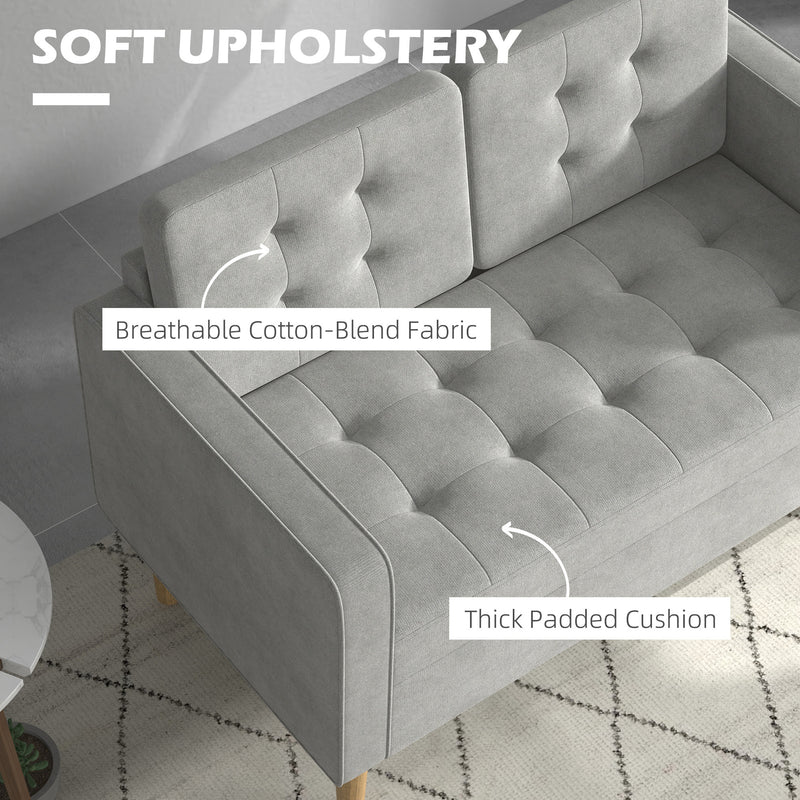 2 Seater Sofa with Hidden Storage and Wooden Legs for Small Spaces Light Grey