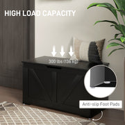 100L Wooden Storage Box With Safety Hinges Ideal for Home Organisation, Black