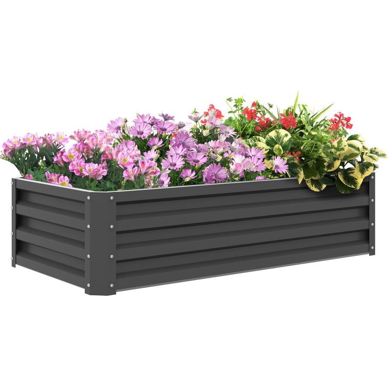 Light Grey Steel Raised Garden Bed for Vegetables Herbs and Flowers 120 x 60 x 30 cm