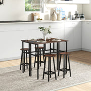6 Piece Counter Height Bar Table and Stool Set Ideal for Kitchen or Dining Area Rustic Brown